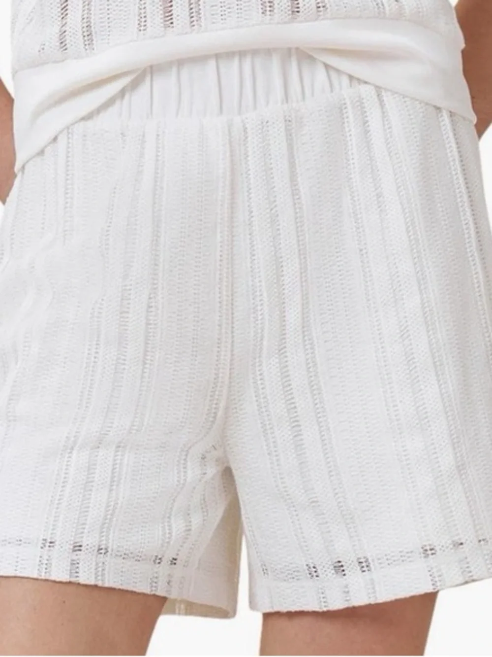 All Saints Ivory High-Waist Knit Shorts